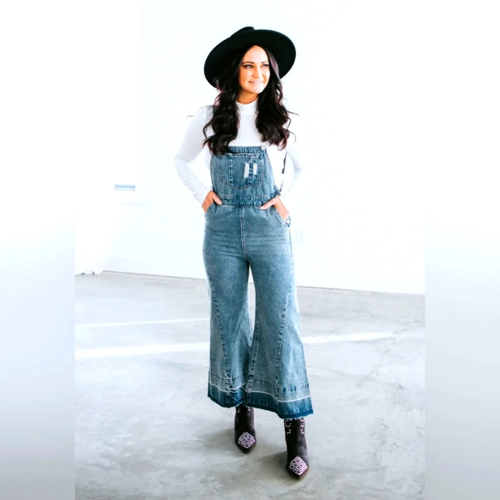 NWT POLAGRAM Urban Wide Leg Overalls Size L - Picture 1 of 4